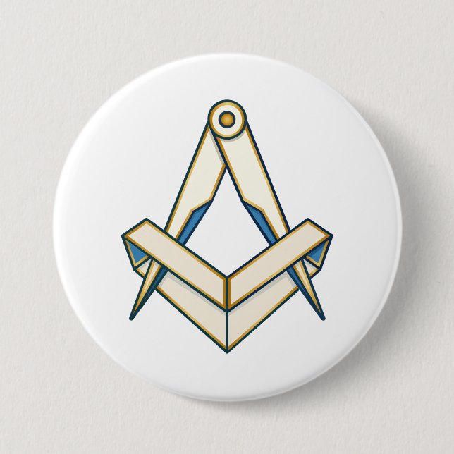Origami freemasonry symbol 3 inch round button (Front)