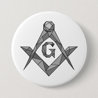 Origami freemasonry symbol 3 inch round button