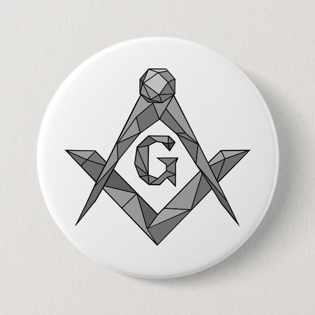 Origami freemasonry symbol 3 inch round button (Front)