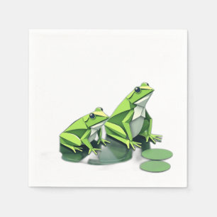 Origami Frogs in Geometric Style Napkin