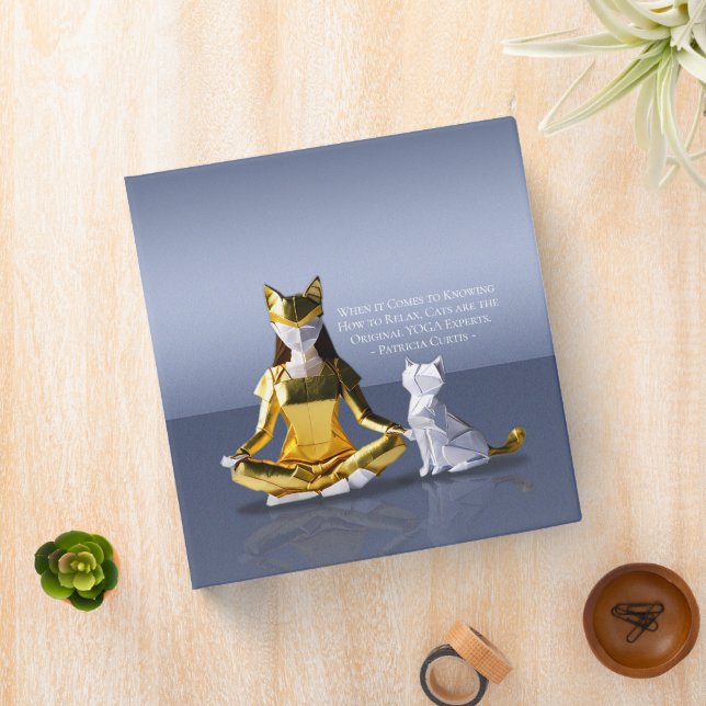 Origami Gold Foil Yoga Meditating Catwoman and Cat Binder (In Situ)