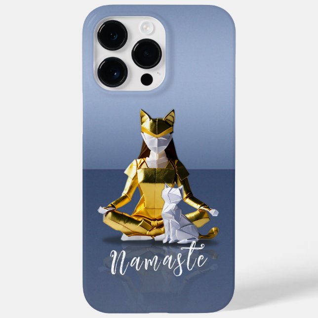 Origami Gold Foil Yoga Meditating Catwoman and Cat Case-Mate iPhone Case (Back)