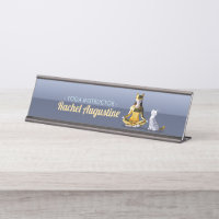 Origami Gold Foil Yoga Meditating Catwoman and Cat