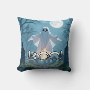 Origami Halloween Scary Ghost Silly Throw Pillow