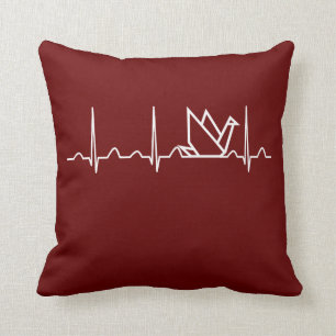Origami Heartbeat Throw Pillow