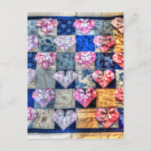 ORIGAMI HEARTS & PATCHWORK QUILT POSTCARD