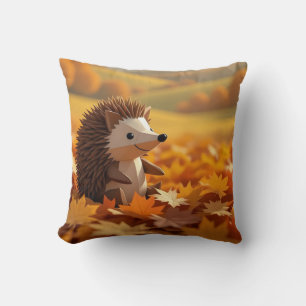 Origami Hedgehog Autumn Themed Throw Pillow