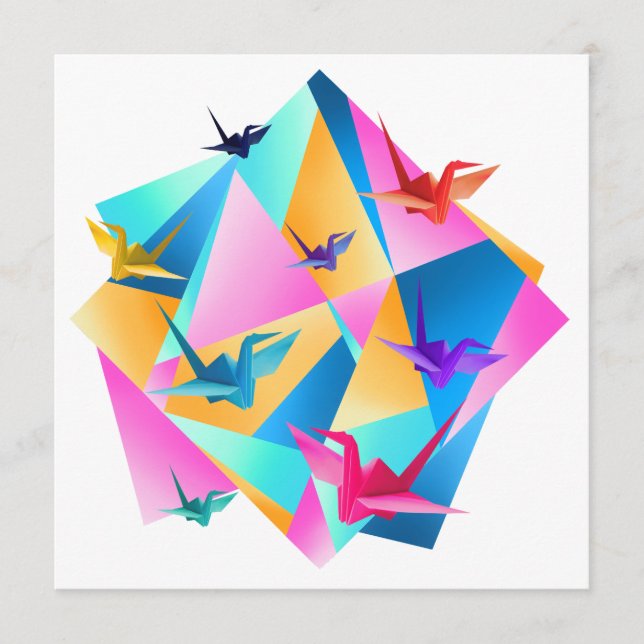 Origami Kaleidoscope Sticker Invitation (Front)