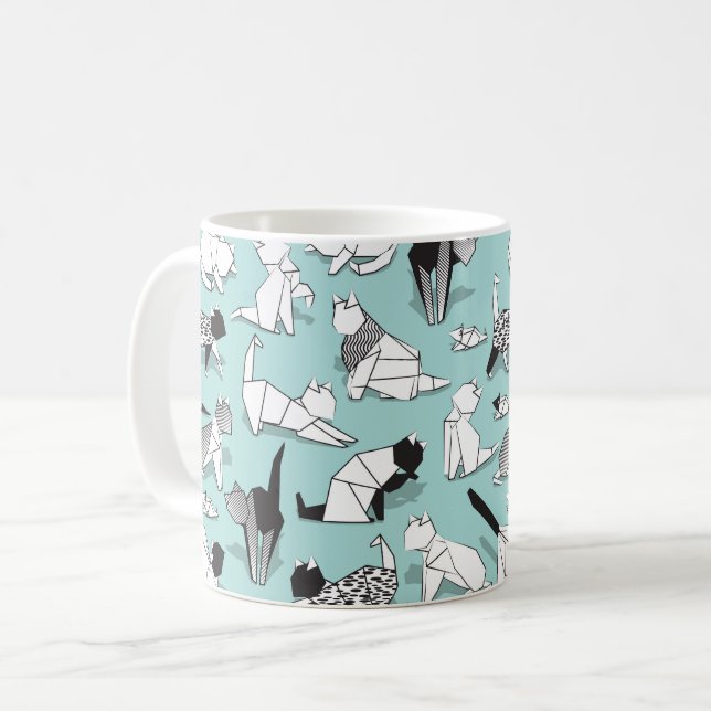 Origami kitten friends // geometric cat breeds coffee mug (Front Left)