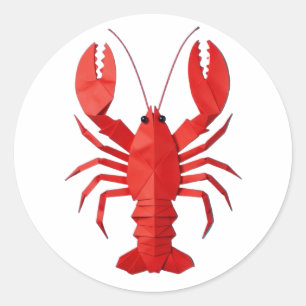 Origami lobster classic round sticker