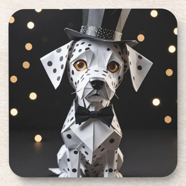 Origami mini fancy dalmatian  coaster (Front)
