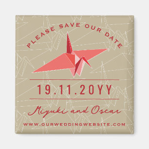 Origami Paper Crane Pattern Save The Date Magnet