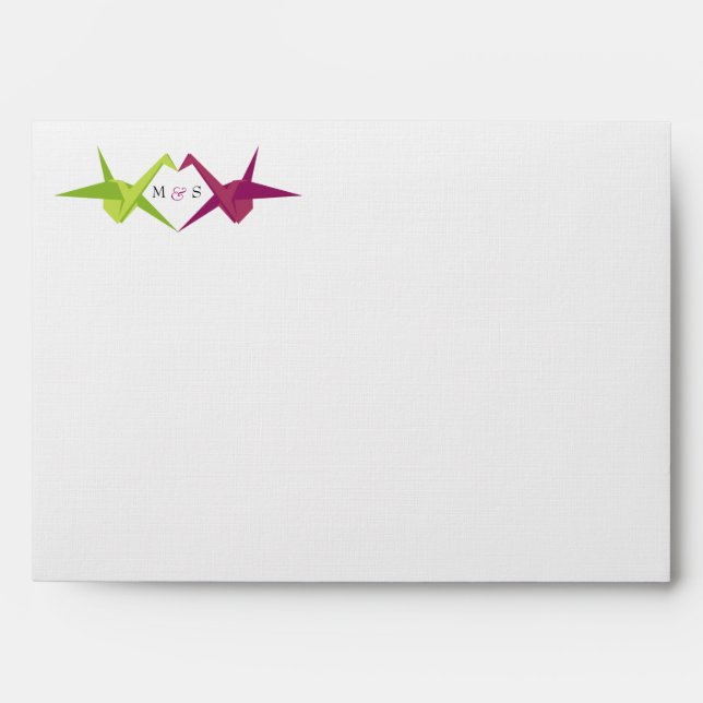 Origami Paper Crane Wedding Envelopes (Front)