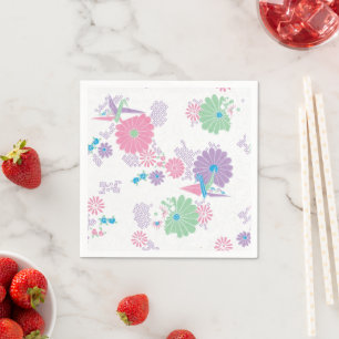 Origami Paper Cranes and Flowers Paper Napkins