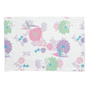 Origami Paper Cranes and Flowers Pillowcase