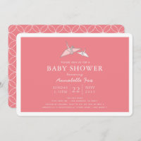 Origami Paper Cranes Pink Baby Shower Invitation