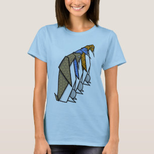 Origami Paper Folding Patterend Penguins T-Shirt