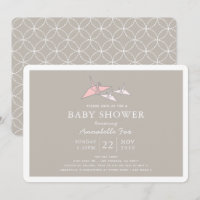 Origami Paper Twin Cranes Baby Shower Invitation