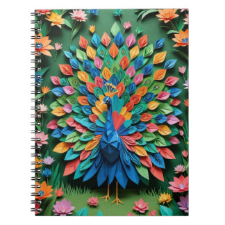 Origami peacock spiral notebook