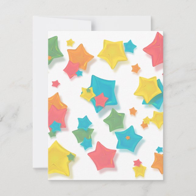 Origami Rainbow Stars Invitation (Front)