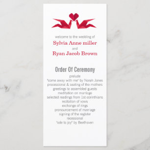 origami red cranes Wedding programs