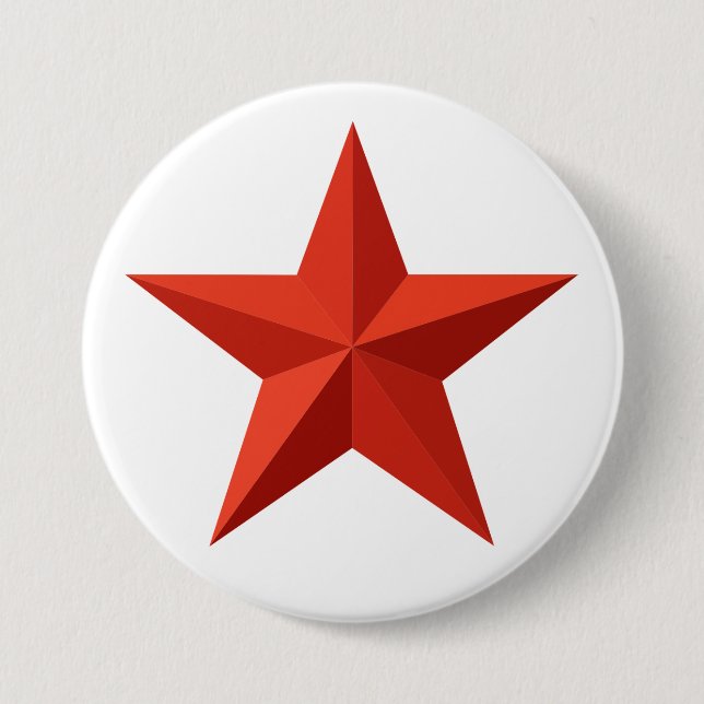 Origami red star 3 inch round button (Front)