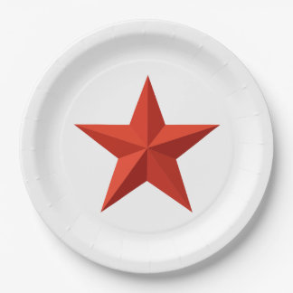 Origami red star paper plate