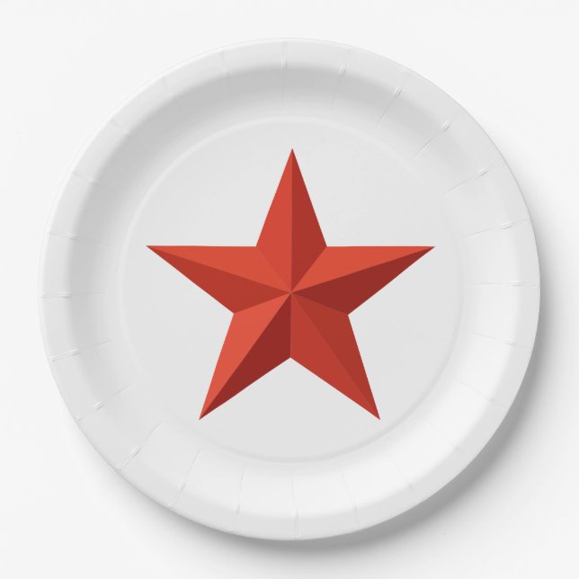 Origami red star paper plate (Front)
