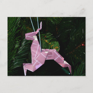 Origami Reindeer Christmas Decoration Holiday Postcard