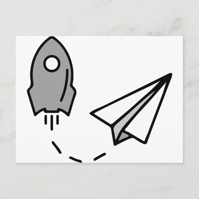 origami Rocket and paper airplane Postcard (Front)
