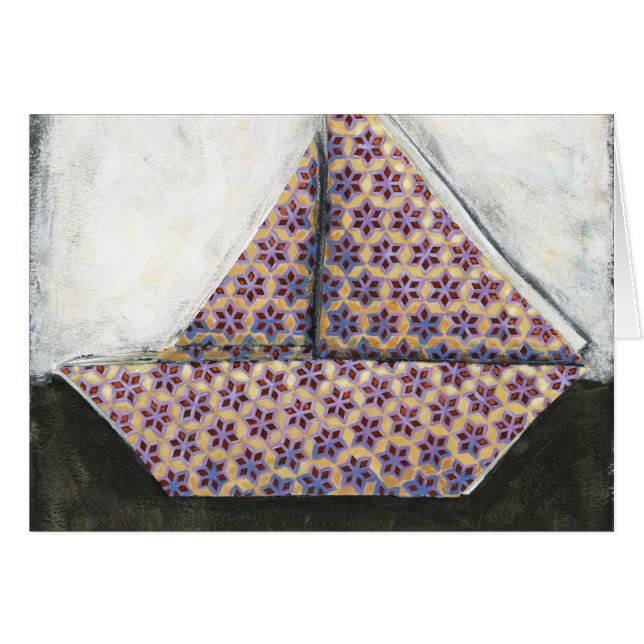 Origami Sailboat on Star Design Paper (Front Horizontal)