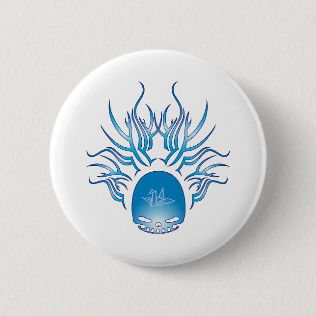 Origami Skull 2 Inch Round Button (Front)