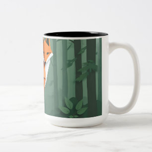 Origami Style Fox Two-Tone Coffee Mug