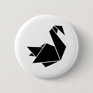 Origami swan 2 inch round button