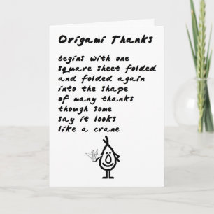 Origami Thanks - a funny thank you poem