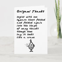 Origami Thanks - a funny thank you poem