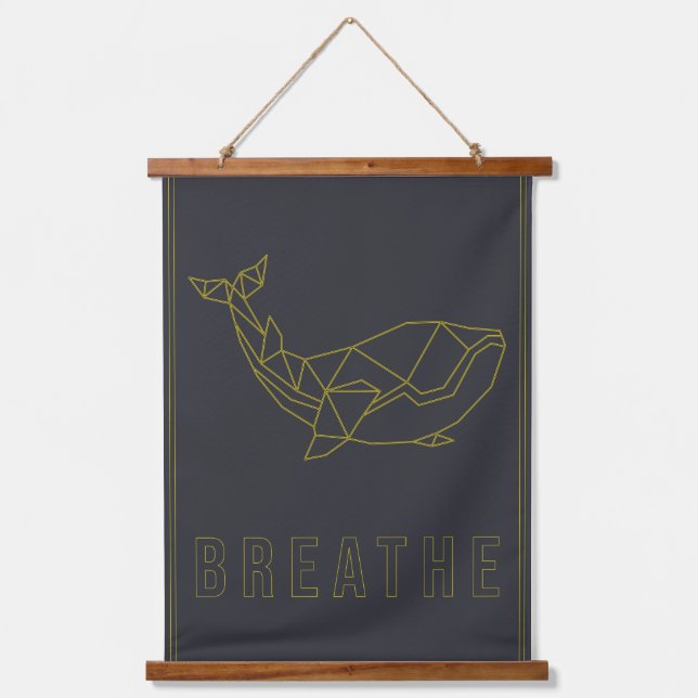 Origami whale affirmation poster to self-accept hanging tapestry (Front)