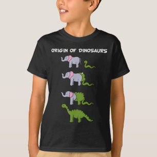 Origin Of Dinosaurs Funny Snake &amp; Elephant Gra T-Shirt