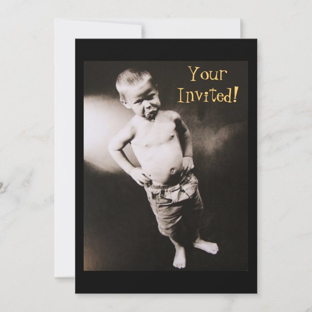 Origin of Man Pouting Boy Invitations (Front)