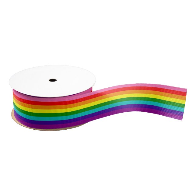 Original 8-Stripe LGBT Gay Pride Rainbow Flag Grosgrain Ribbon (Spool)