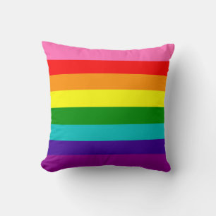Original 8-Stripe LGBT Gay Pride Rainbow Flag Throw Pillow