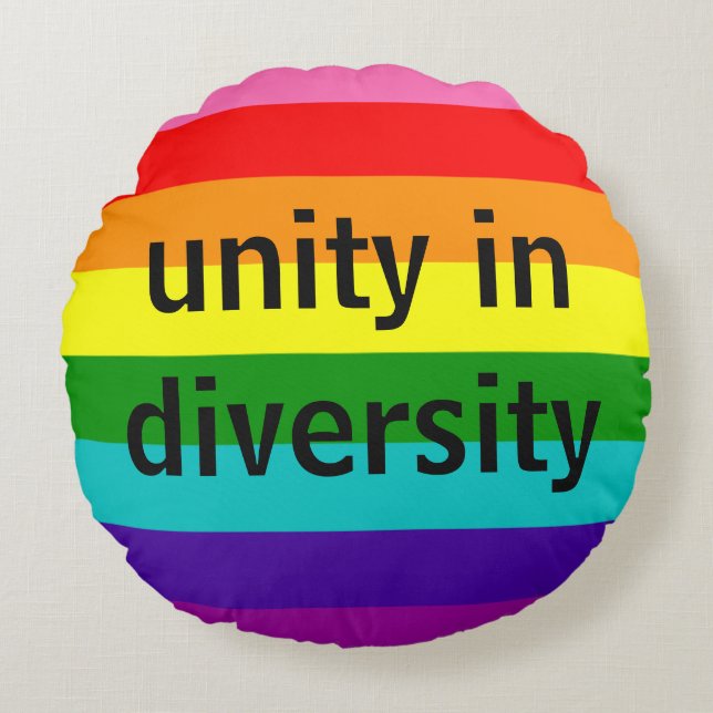 Original 8 Stripes Rainbow Flag LGBT Custom Text Round Pillow (Front)