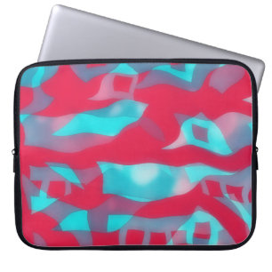 Original Abstract Art Aqua and Pink Laptop Sleeve