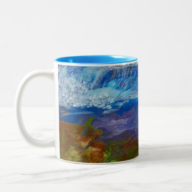 original abstract art Big Wave morning Two-Tone Coffee Mug (Left)