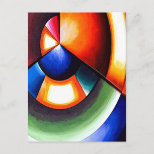 Original Abstract Cubist Art Postcard