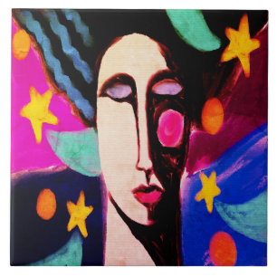 Original Abstract Digital Painting of a Woman Tile