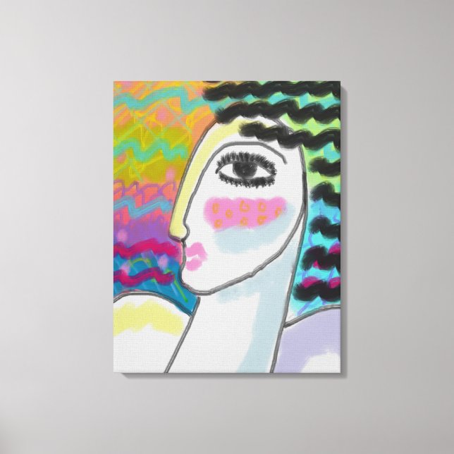 Original Abstract Digital Portrait of a Woman Canvas Print (Front)