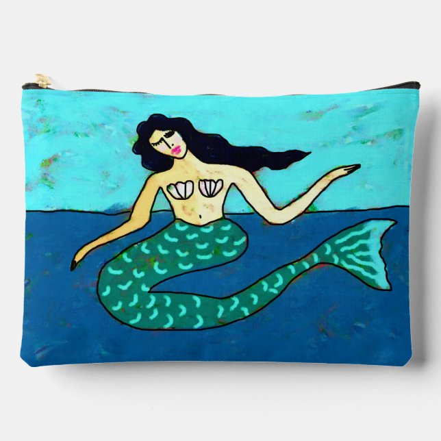 Original Abstract Mermaid Painting  Accessory Pouch (Front)