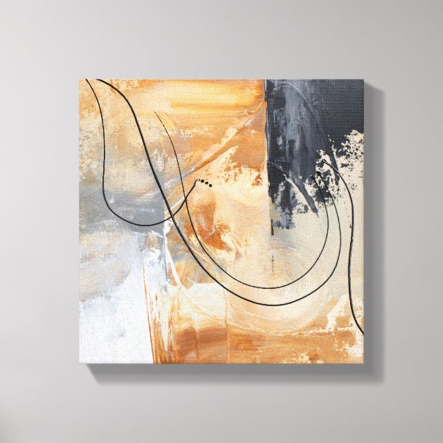 Original Abstract Painting Gold Black Canvas Print (Front)