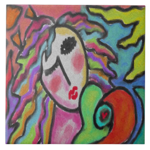 Original Abstract Painting of a Woman Tile